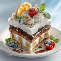 Gourmet Layered Cake with Fresh Fruit Garnish