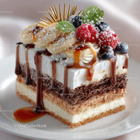 Indulgent Layered Cake with Fruits and Whipped Cream
