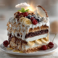 Indulgent Layered Cake with Fruits and Whipped Cream