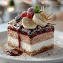 Decadent Layered Chocolate Mousse Cake with Fruits