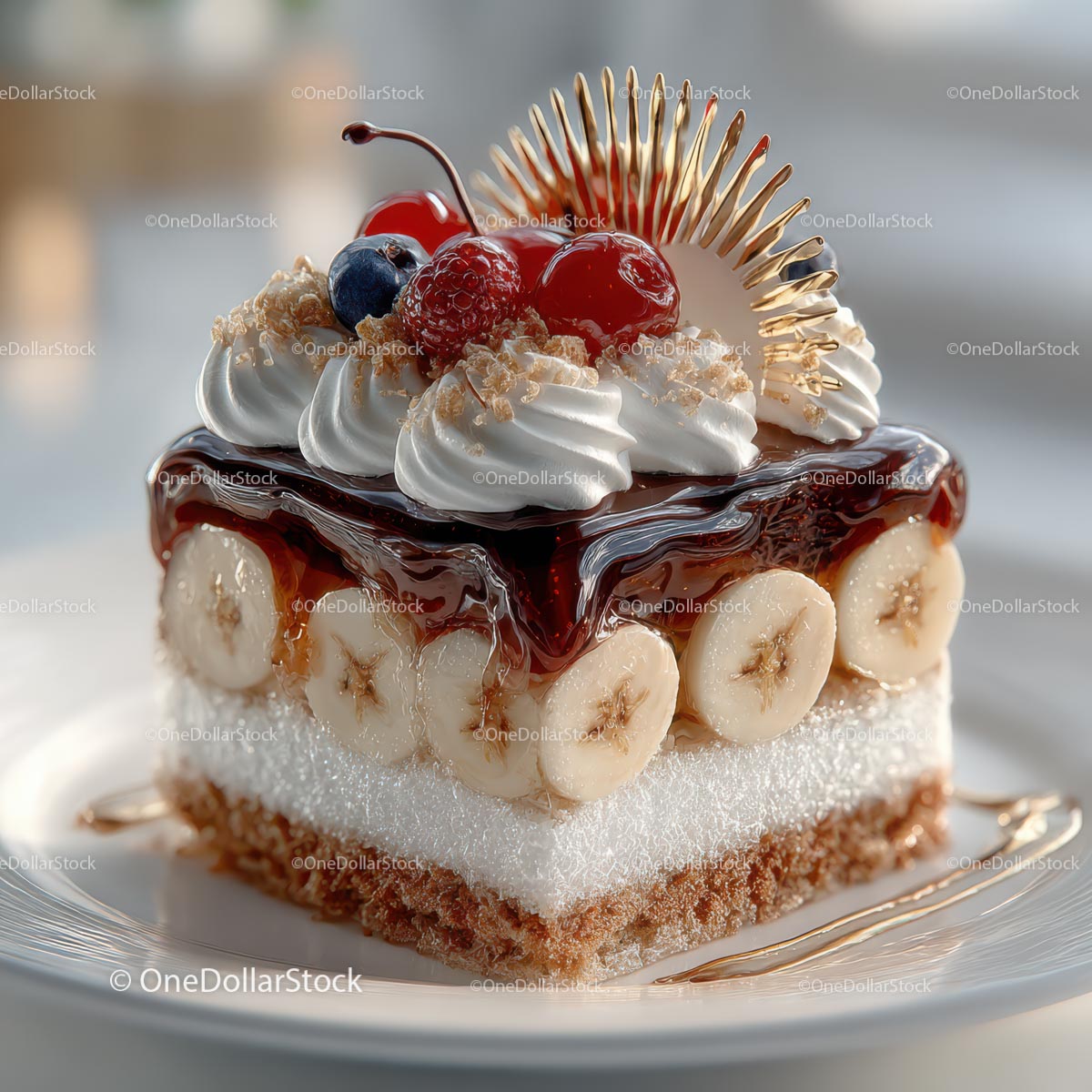 Decadent Banana Cake with Fruity Toppings
