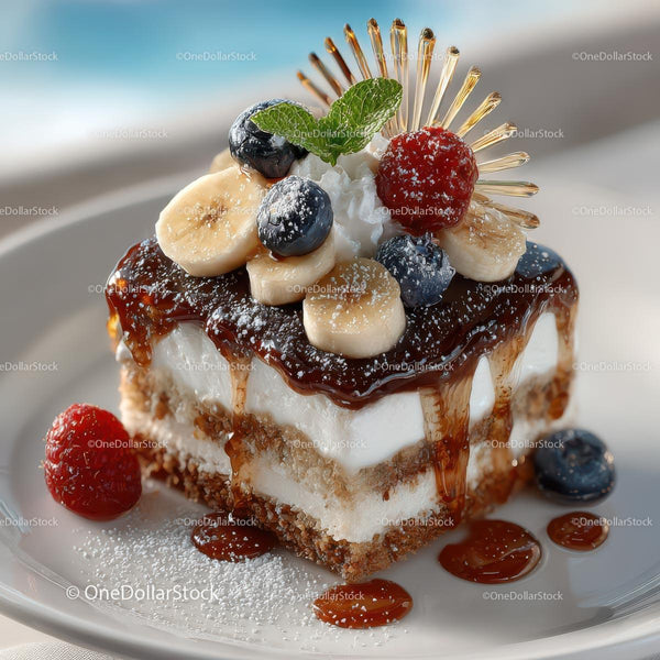 Gourmet Layered Cake with Banana and Berries