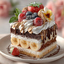 Decadent Layered Cake with Fresh Berries and Drizzled Chocolate