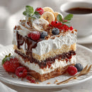 Indulgent Layered Cake with Fruits and Whipped Cream