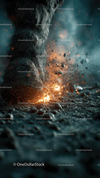 Giant Foot Stomping with Explosive Impact