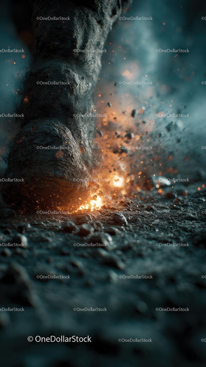 Giant Foot Stomping with Explosive Impact
