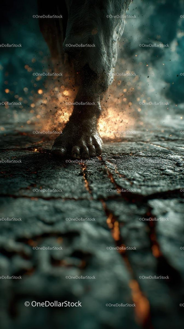 Dynamic Foot Impact on Cracked Ground with Sparks