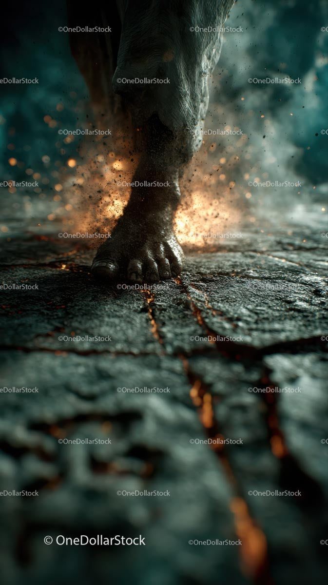 Giant Foot Stomping with Explosive Impact