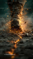 Giant Foot Stomping with Explosive Impact