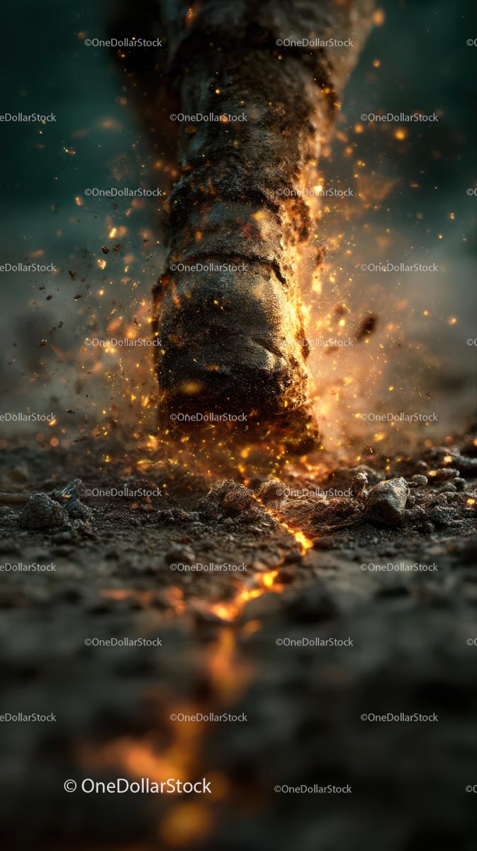 Giant Foot Stomping with Explosive Impact