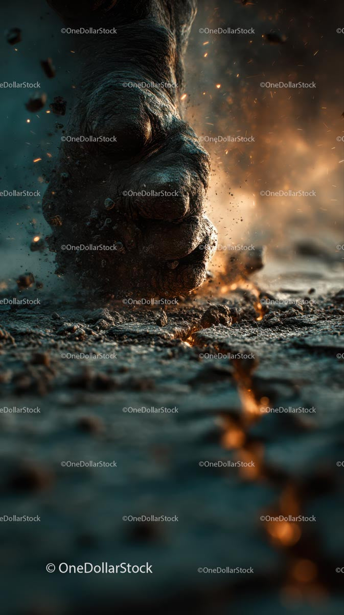 Giant Foot Stomping with Explosive Impact