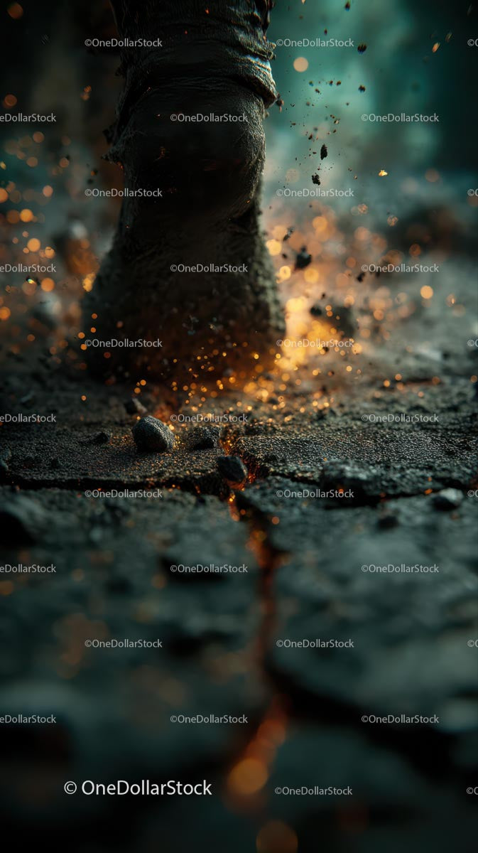 Giant Foot Stomping with Explosive Impact