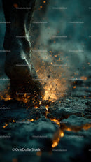 Giant Foot Stomping with Explosive Impact