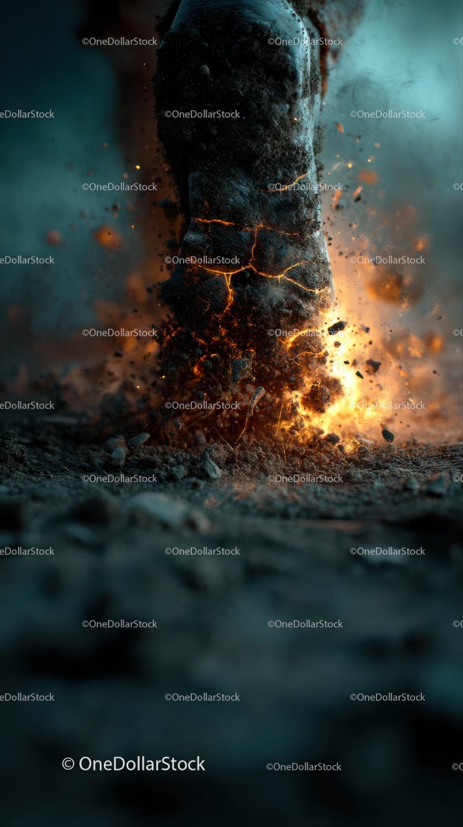Giant Foot Stomping with Explosive Impact