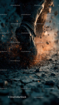 Giant Foot Stomping with Explosive Impact