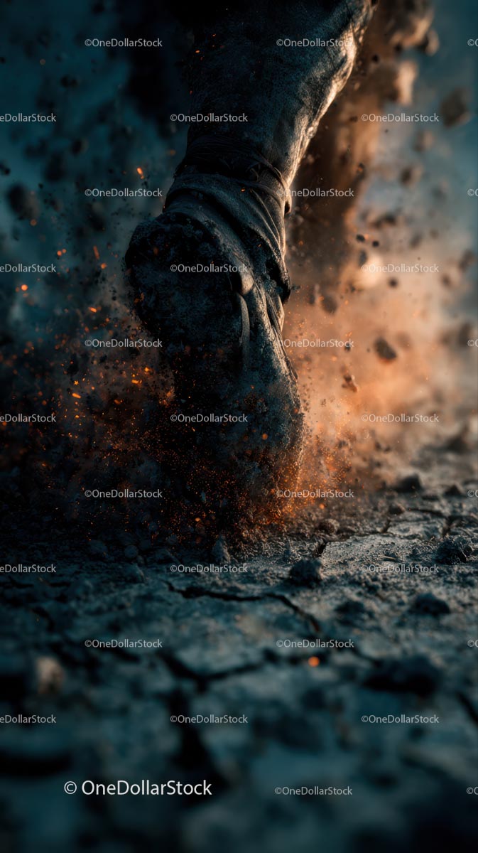 Giant Foot Stomping with Explosive Impact