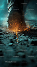 Footstep Creating a Fiery Explosion with Dynamic Sparks
