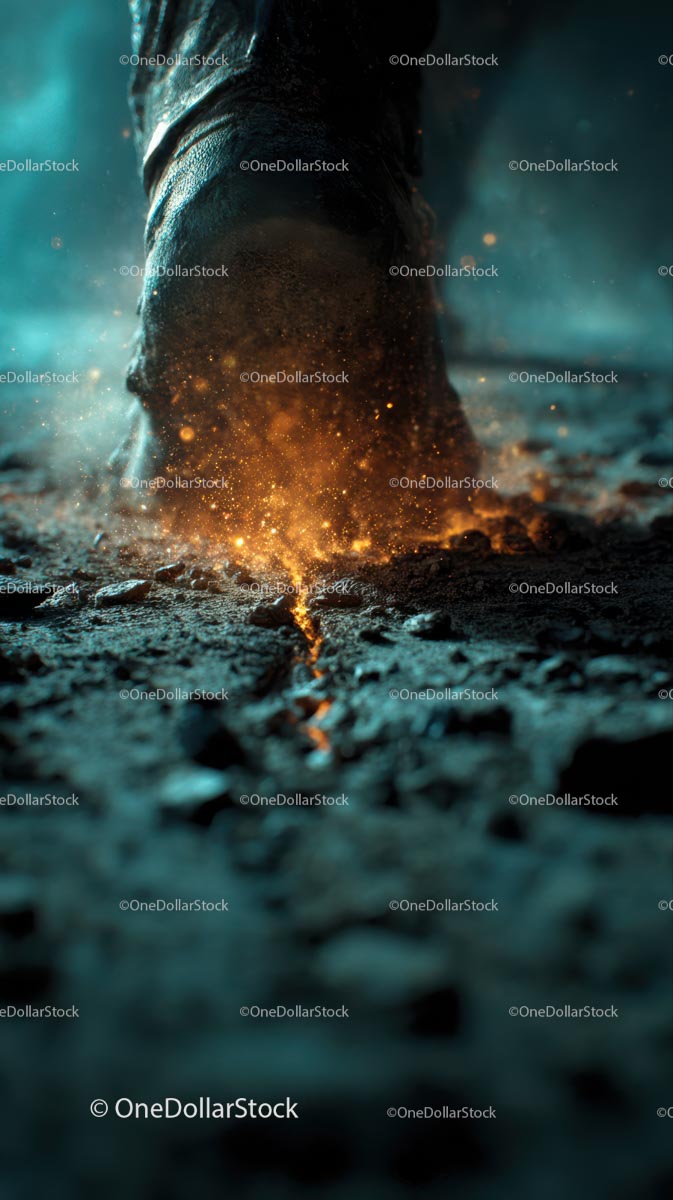 Giant Foot Stomping with Explosive Impact