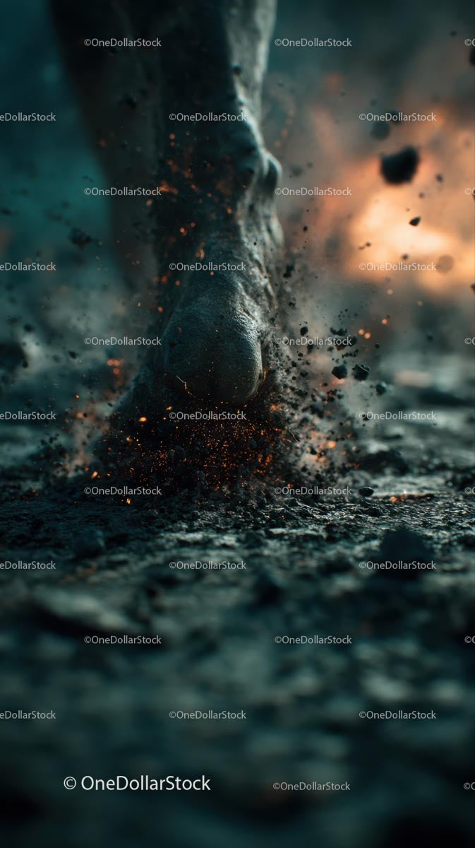 Giant Foot Stomping with Explosive Impact