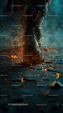 Giant Foot Stomping with Explosive Impact
