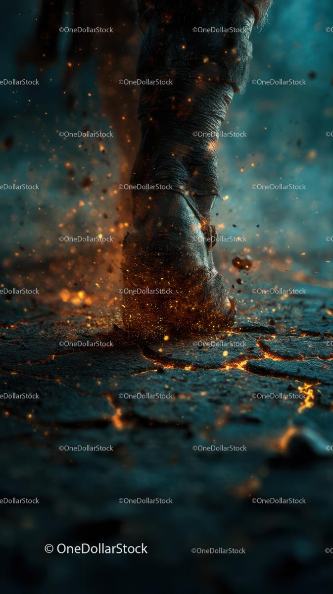 Giant Foot Stomping with Explosive Impact
