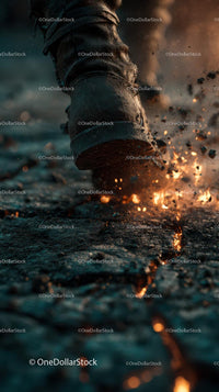 Giant Foot Stomping with Explosive Impact