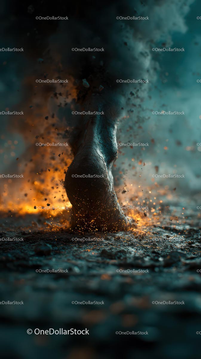 Giant Foot Stomping with Explosive Impact