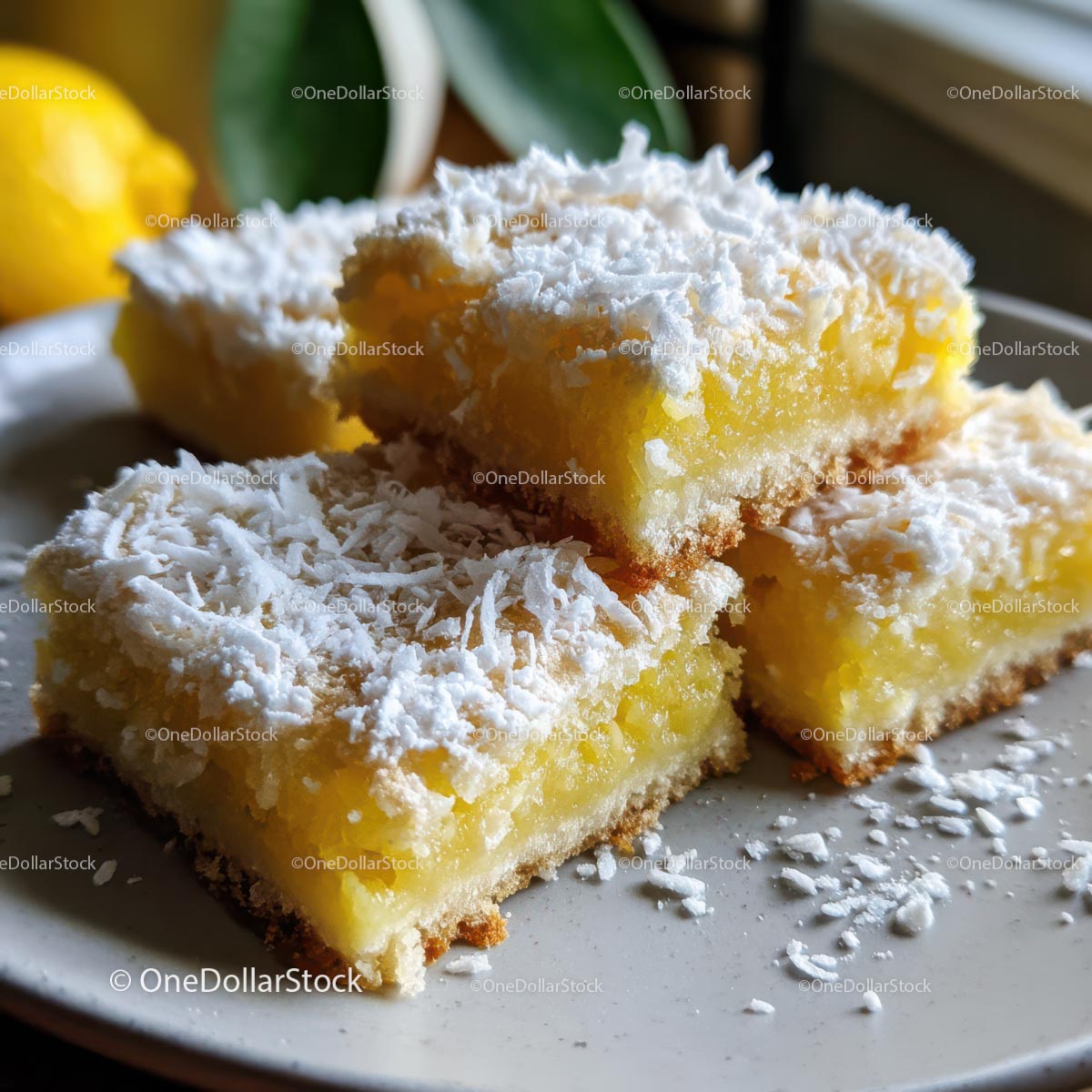 Delicious Lemon Bars with Coconut and Powdered Sugar (20 Images)