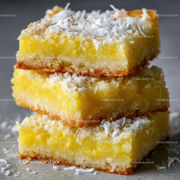 Stacked Lemon Bars with Coconut Topping