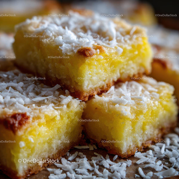 Close-Up of Lemon Bars with Coconut Topping