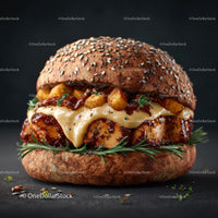 Gourmet Burger with Grilled Chicken and Cheese