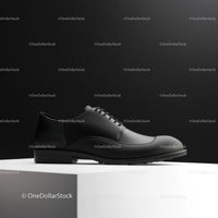 Elegant Black Leather Shoe on White Pedestal