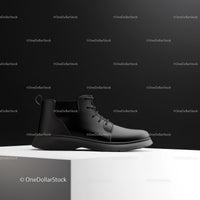 Black Leather Shoe on Minimalist Display