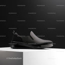 Luxury Black Slip-On Shoe on White Pedestal