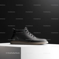 Stylish Black Ankle Boot on Minimalist Pedestal