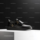 Elegant Black Leather Shoe on Modern Display