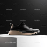 Sleek Black Sneaker on White Pedestal