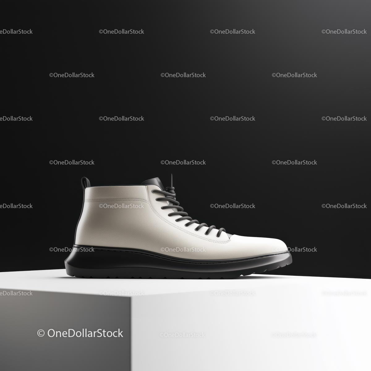 Elegant Black and White High-Top Sneaker on Display