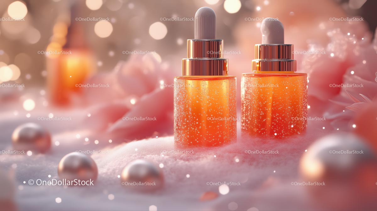 Elegant Perfume Bottles Amidst Romantic Floral Setting