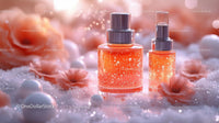 Elegant Perfume Bottles Amidst Romantic Floral Setting