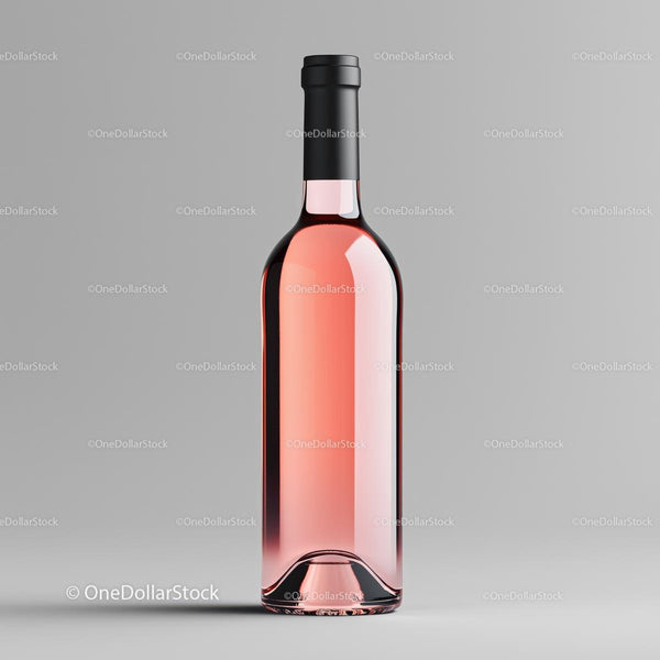Elegant Rose Wine Bottle on Simple Background