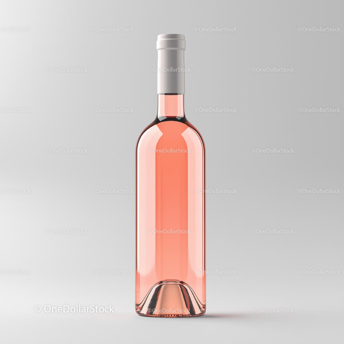 Elegancka butelka różowego wina na białym tle