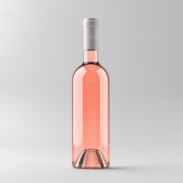 Elegant Pink Rosé Wine Bottle on White Background