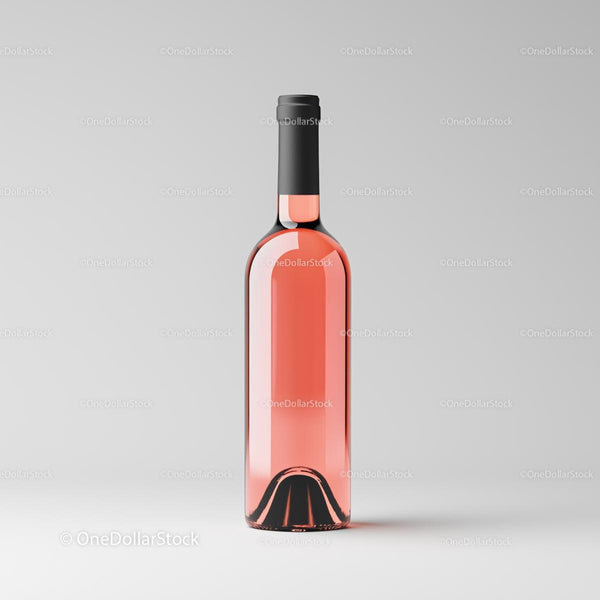 Blush Wine Bottle on Grey Backdrop – Clean Mockup