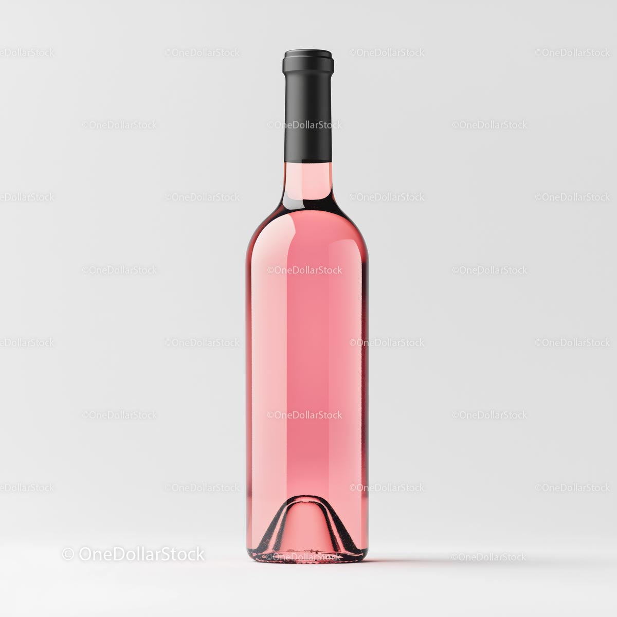 Elegant Pink Wine Bottle on Minimalist Background