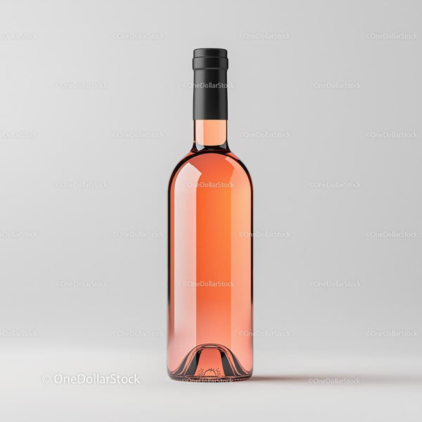 Clean Product Scene of Elegant Rose Wine Bottle