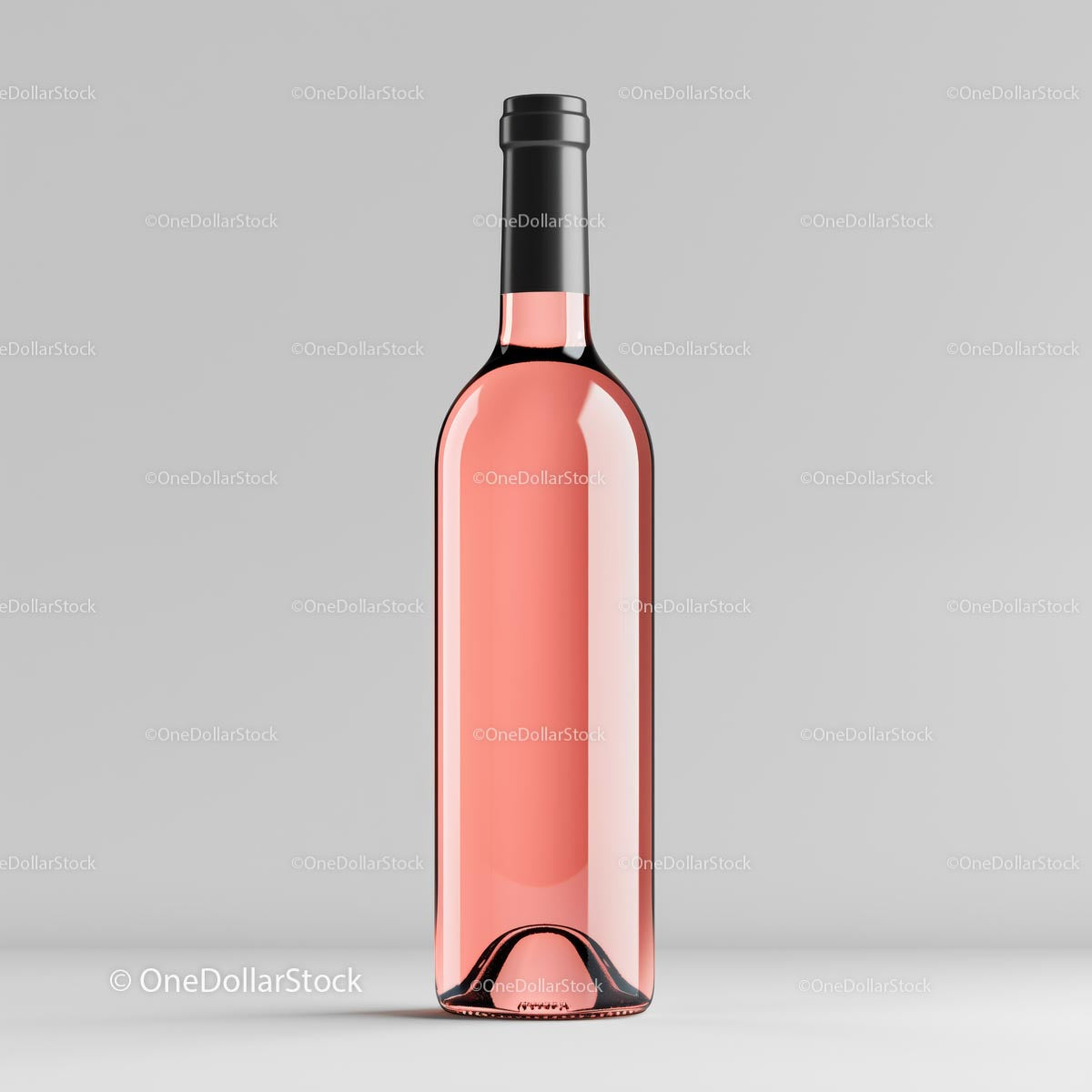 Elegant Rose Wine Bottle on Gray Background