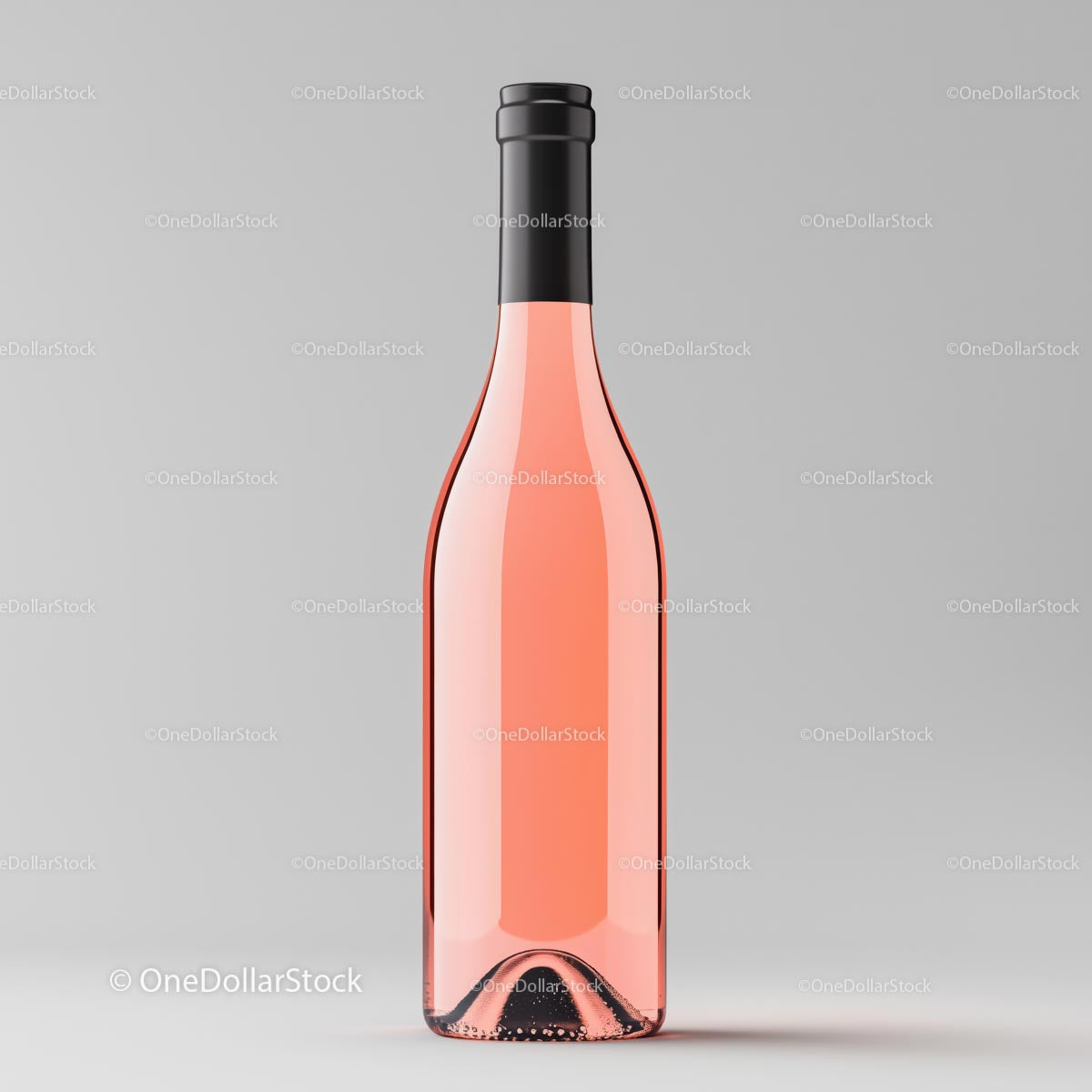 Elegant Rose Wine Bottle on Minimalistic Gray Background