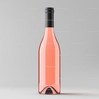 Elegant Rose Wine Bottle on Minimalistic Gray Background