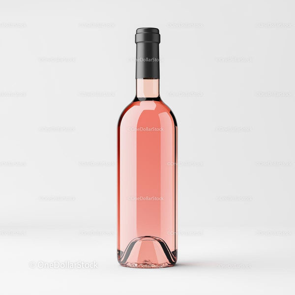 Luxury Elegant Rosé Wine Bottle Packaging Mockup on Soft Grey
